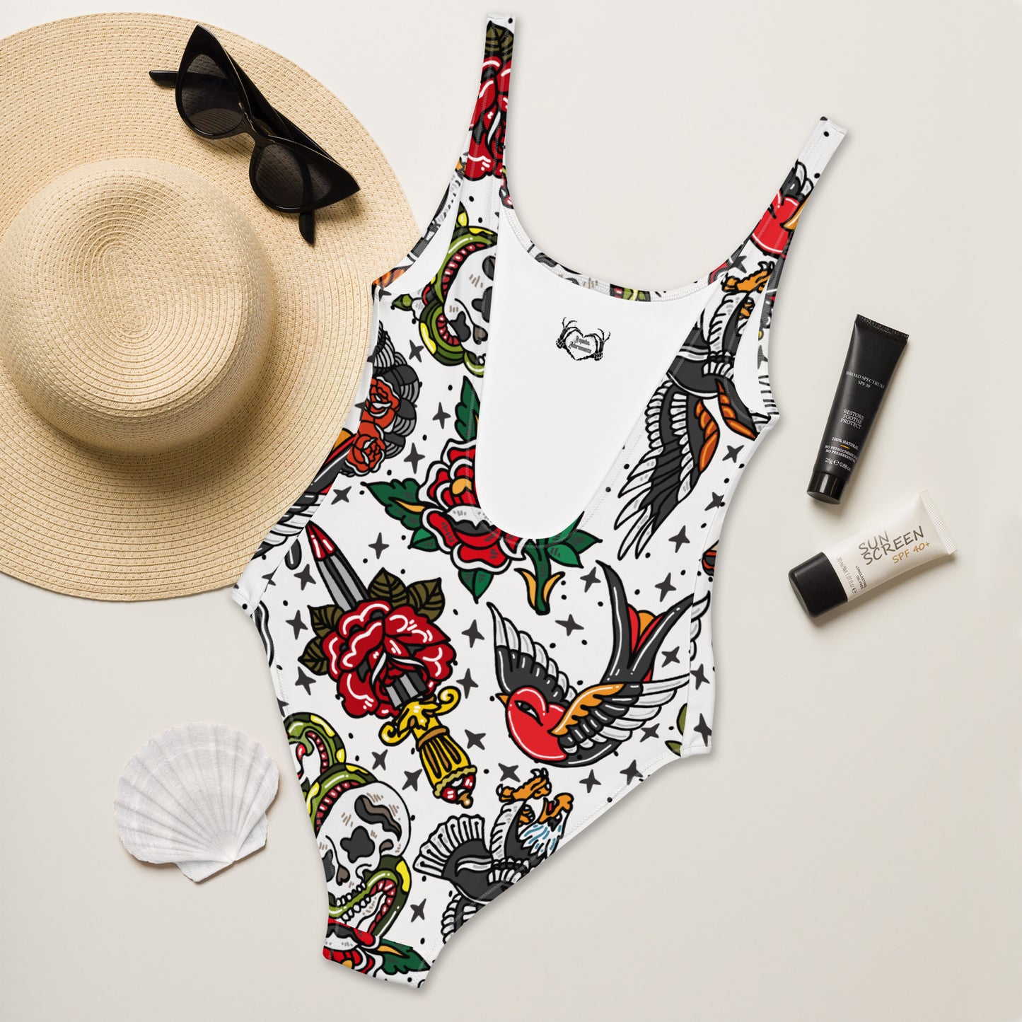 American Traditional Tattoo One-Piece Swimsuit