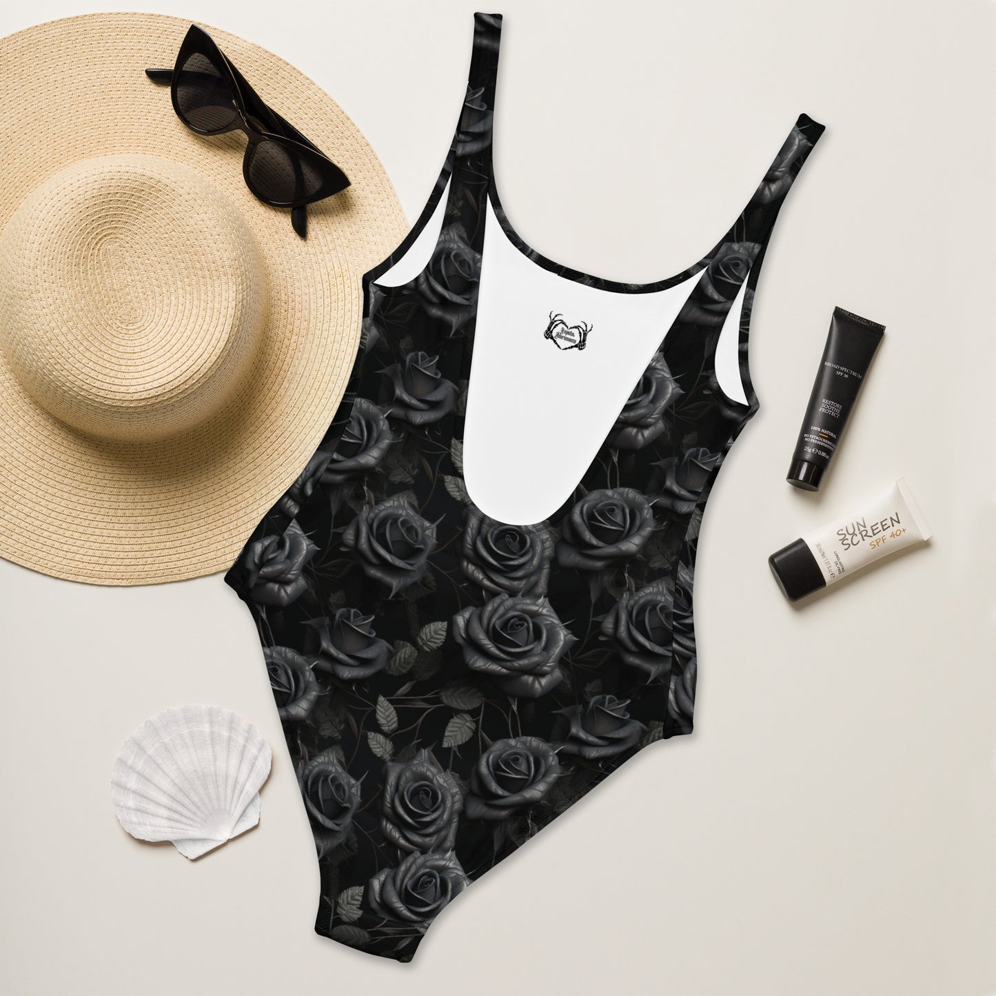 Black Rose One-Piece Swimsuit