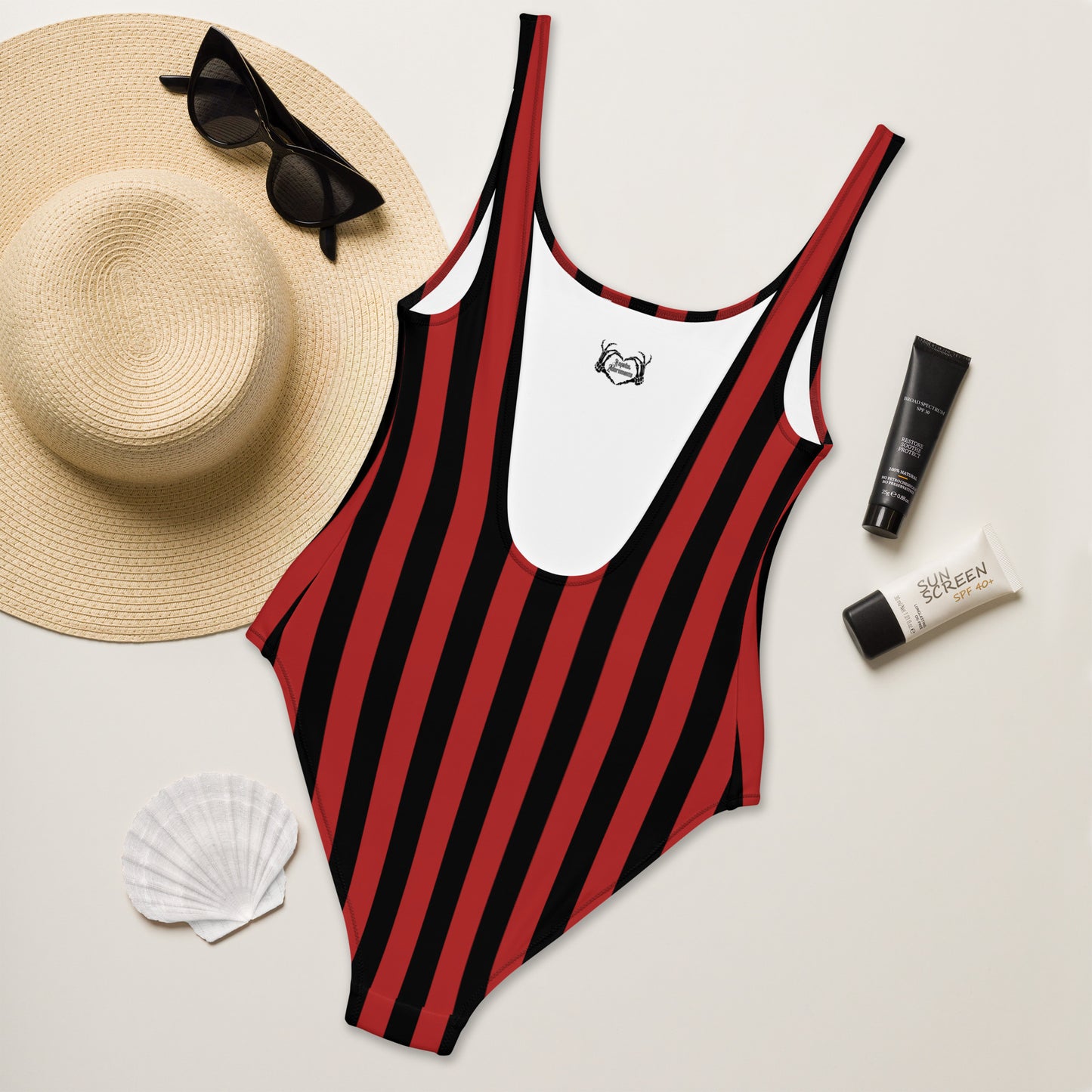 Red Stripe One-Piece Swimsuit