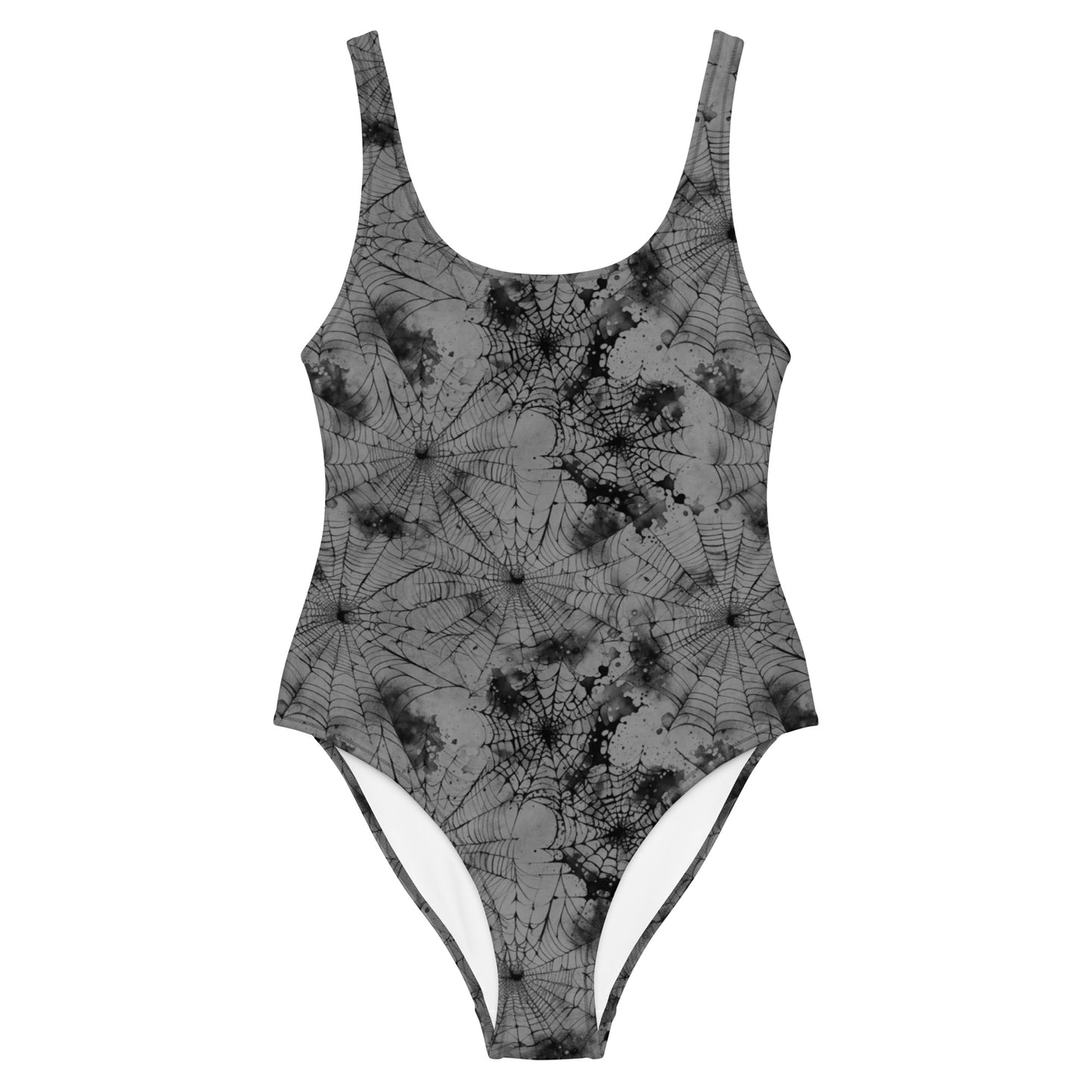 Gray Spiderweb One-Piece Swimsuit