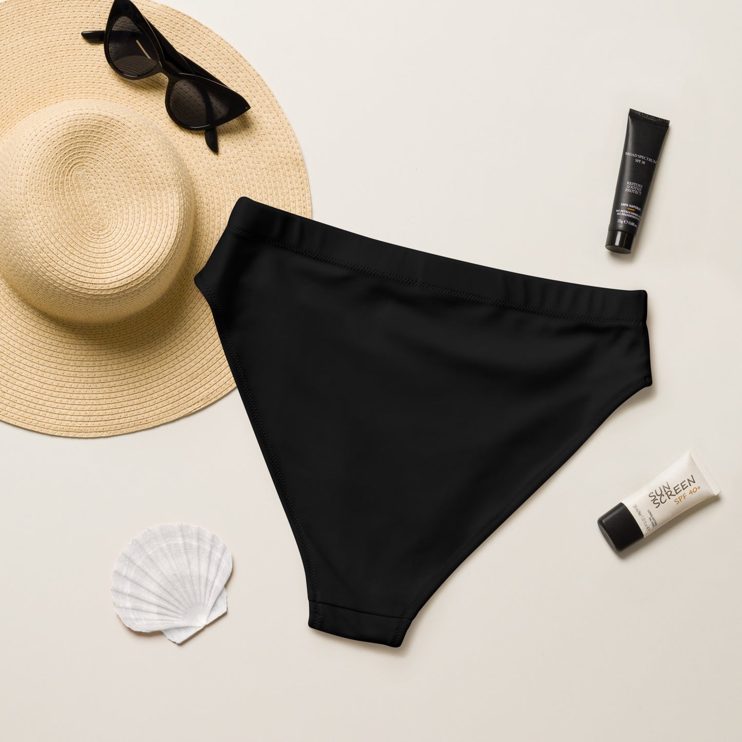 Black high-waisted bikini bottom