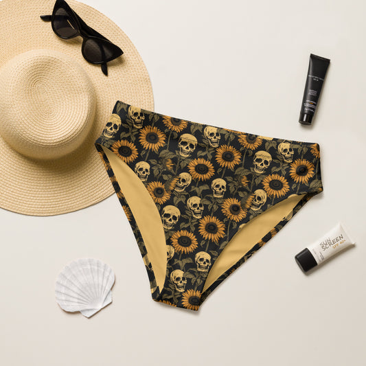 sunflower skull high-waisted bikini bottom