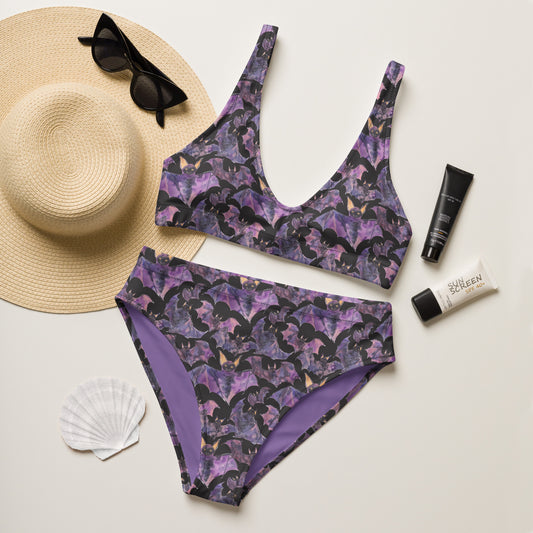 Purple Bats high-waisted bikini