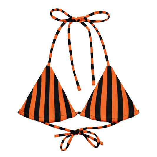 Orange Stripe string bikini top