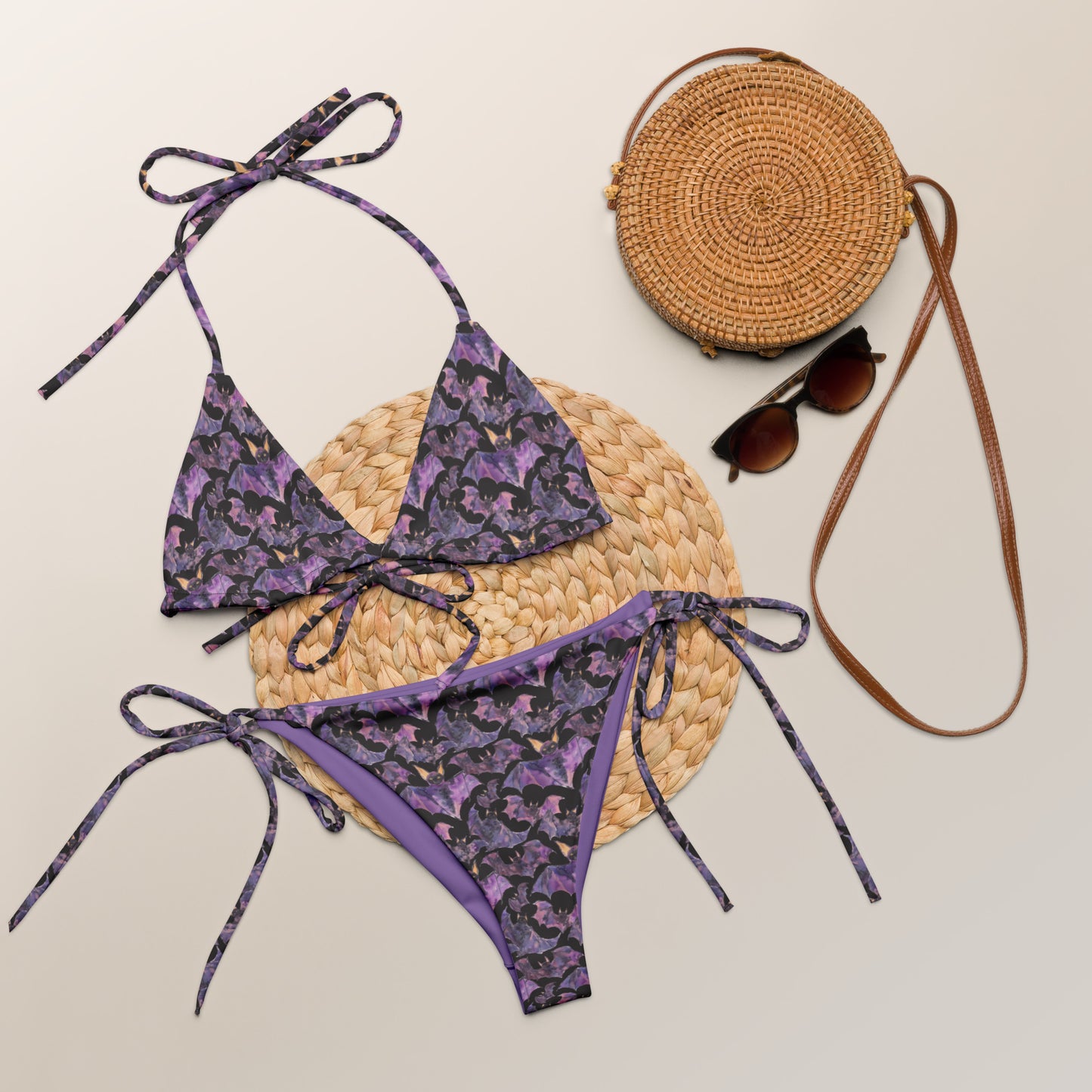 Purple Bats string bikini
