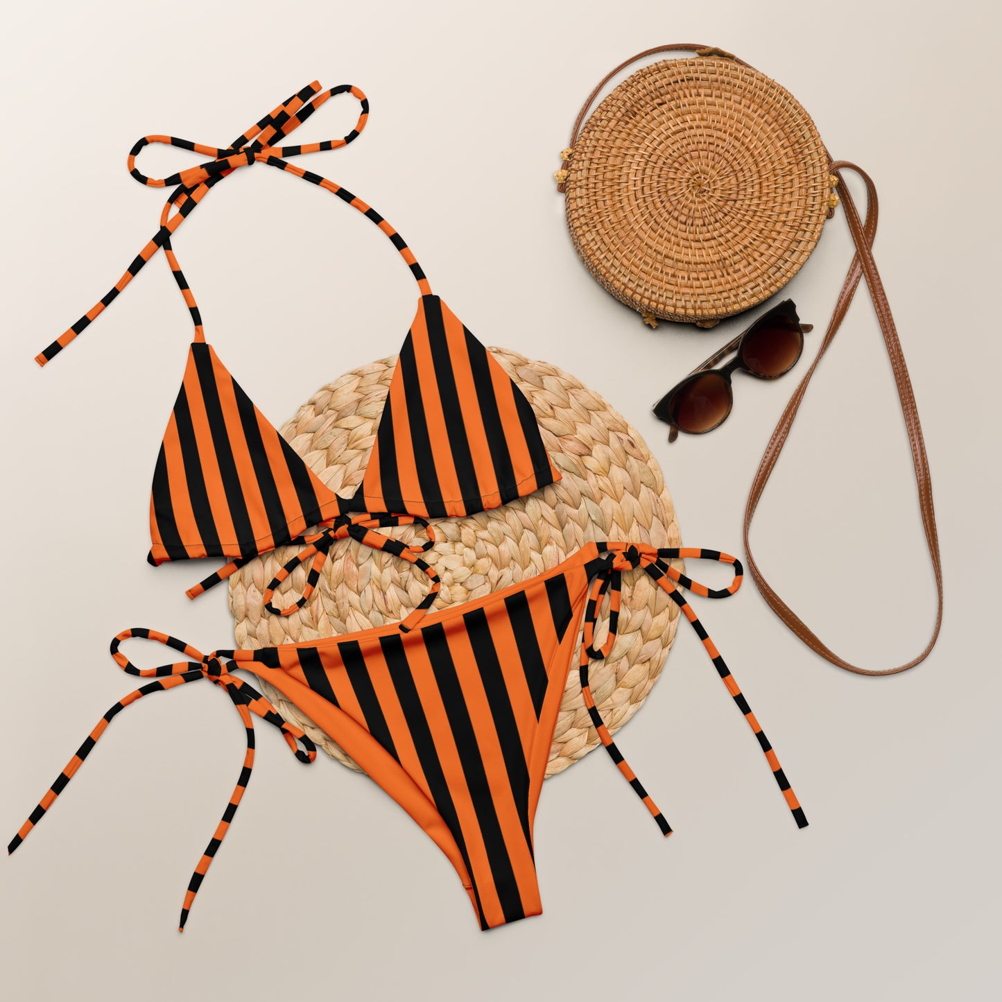 Orange Stripe string bikini