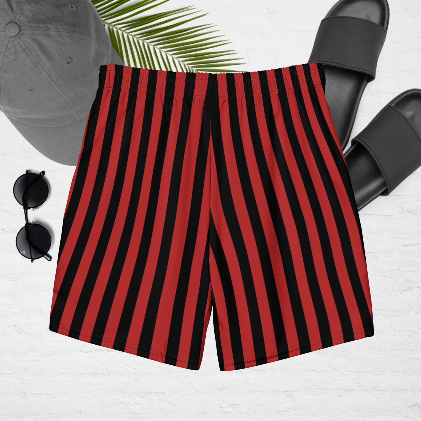 Red Stripe Men's swim trunks