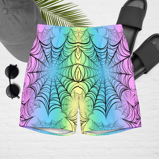 Rainbow Spiderweb swim trunks