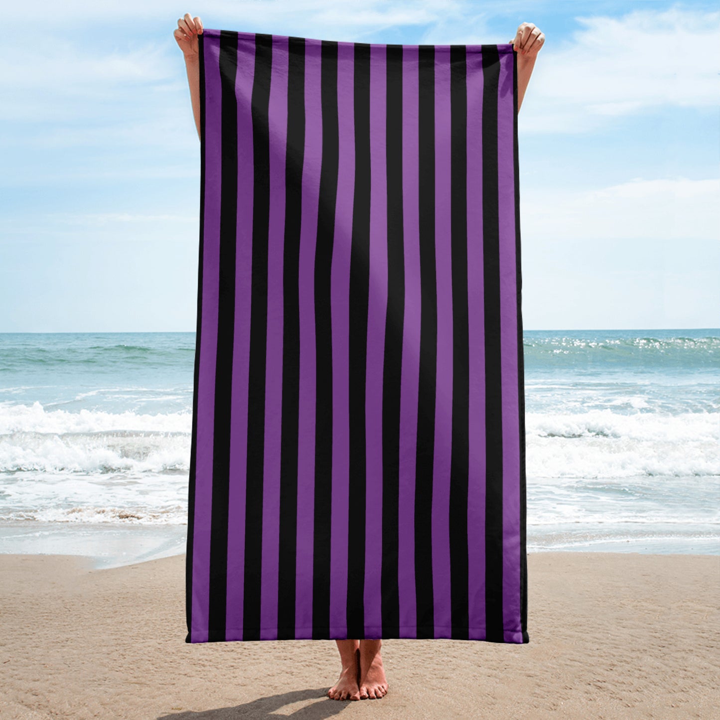 Purple Stripe Beach Towel