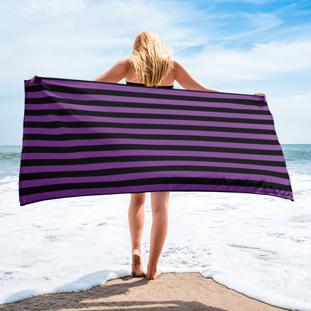 Purple Stripe Beach Towel