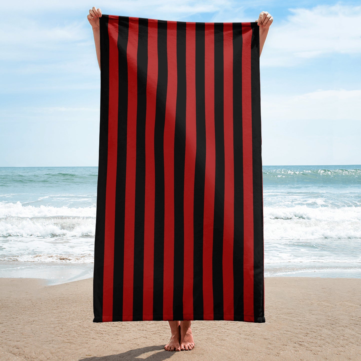 Red Stripe Beach Towel