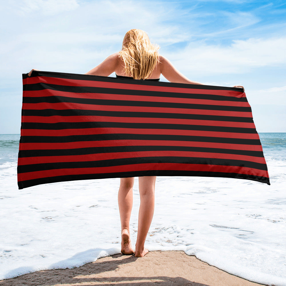 Red Stripe Beach Towel