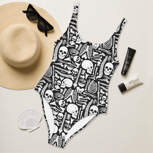 Skeleton and Bones One-Piece Swimsuit