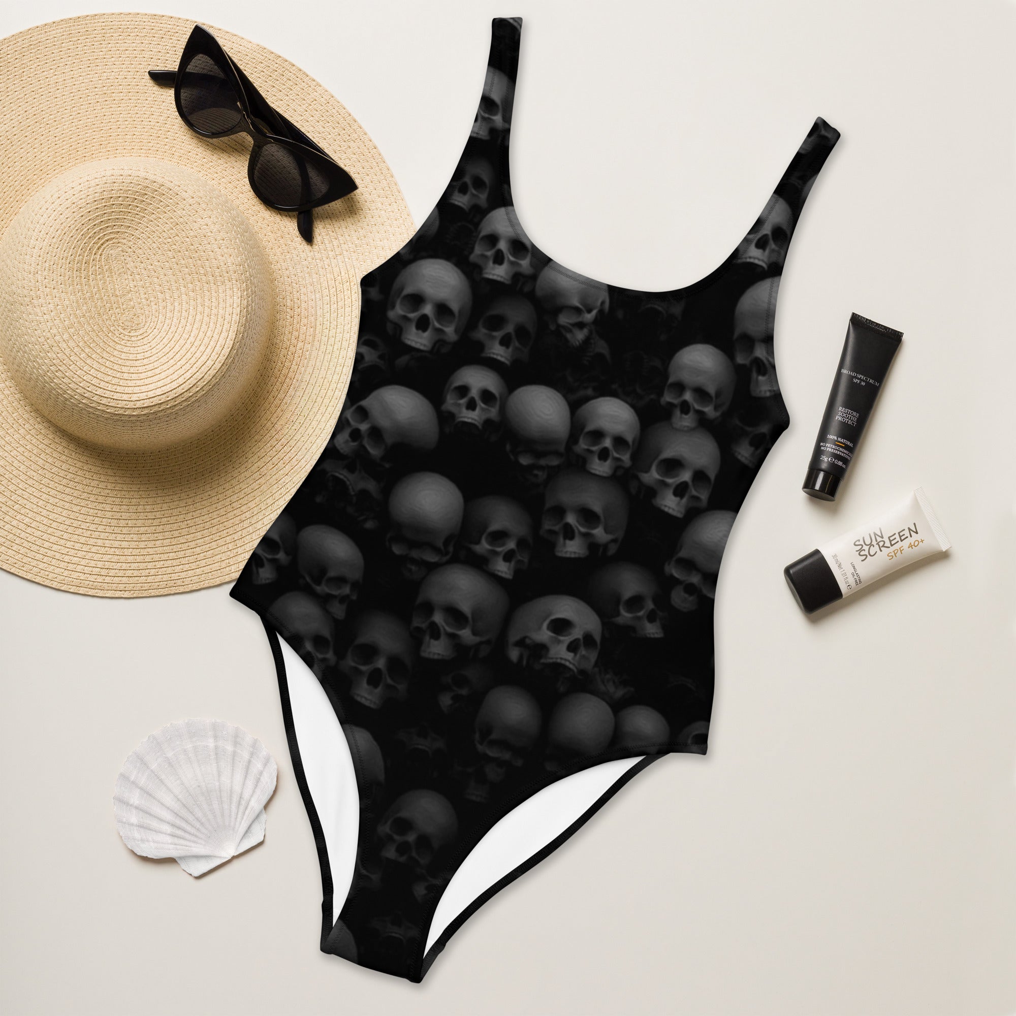 Skull one sale piece swimsuit