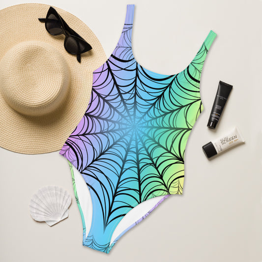 Rainbow Spiderweb One-Piece Swimsuit