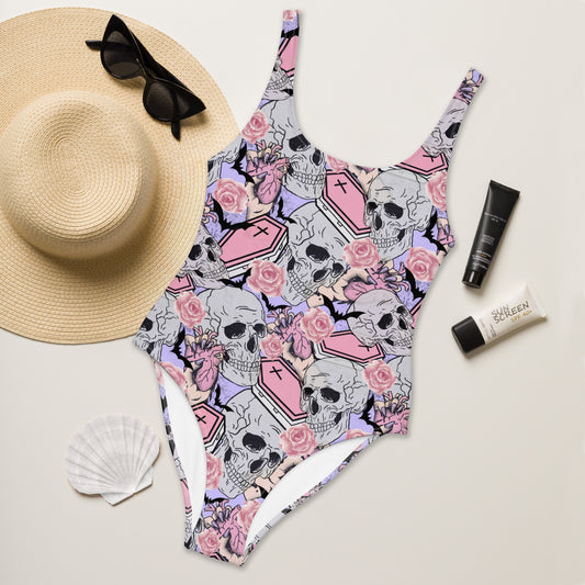 Skull and Coffin One-Piece Swimsuit