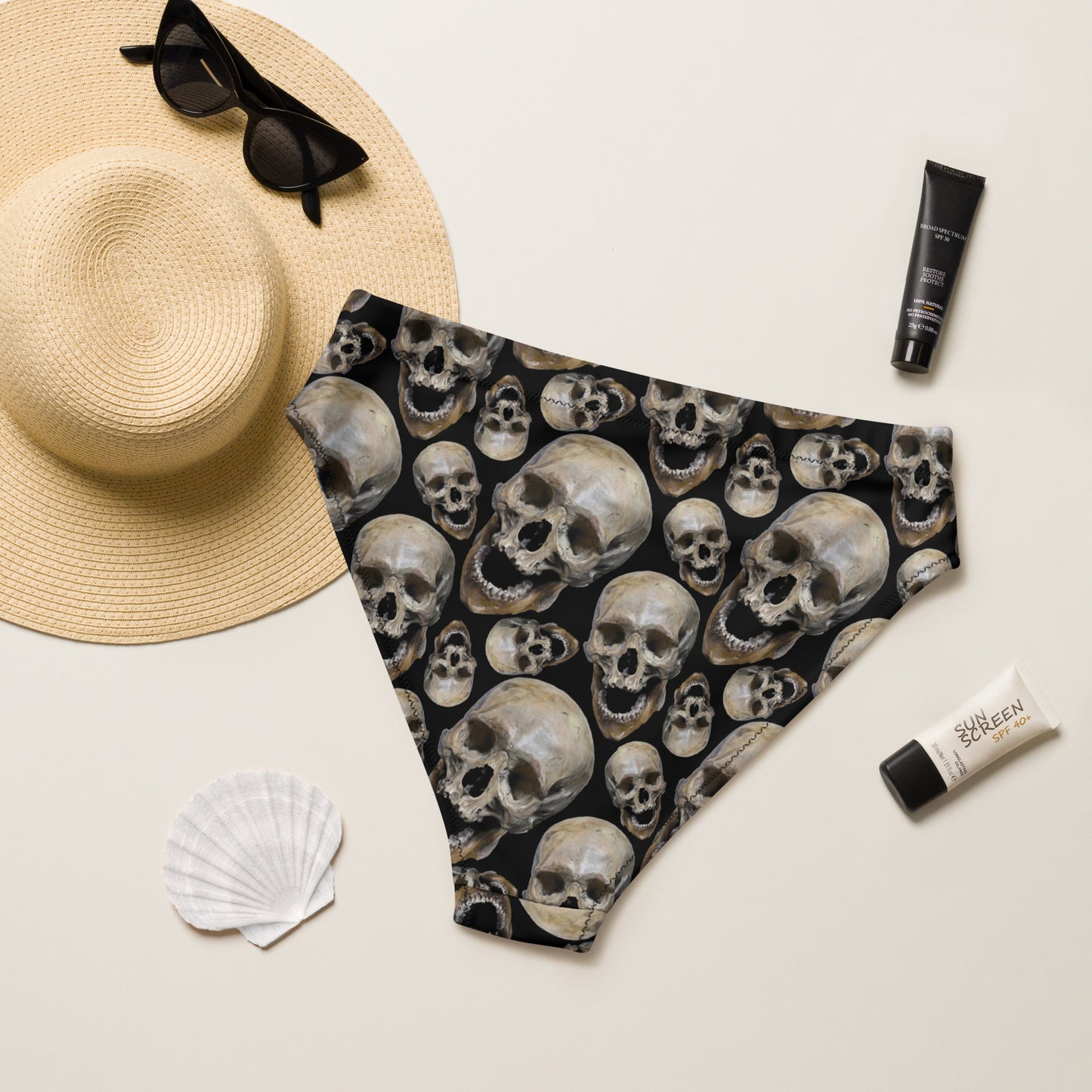 Skull high-waisted bikini bottom