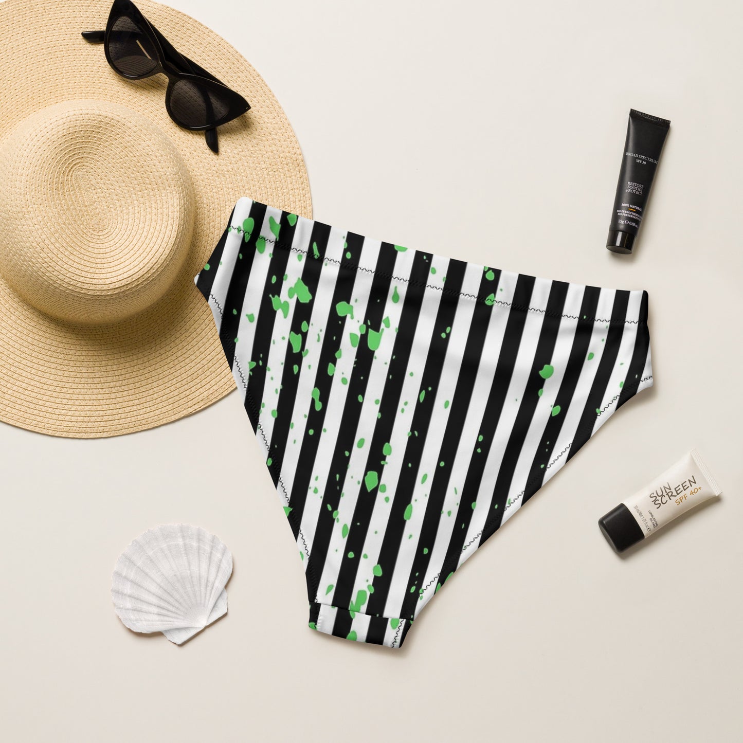 Beetlejuice Inspired high-waisted bikini bottom