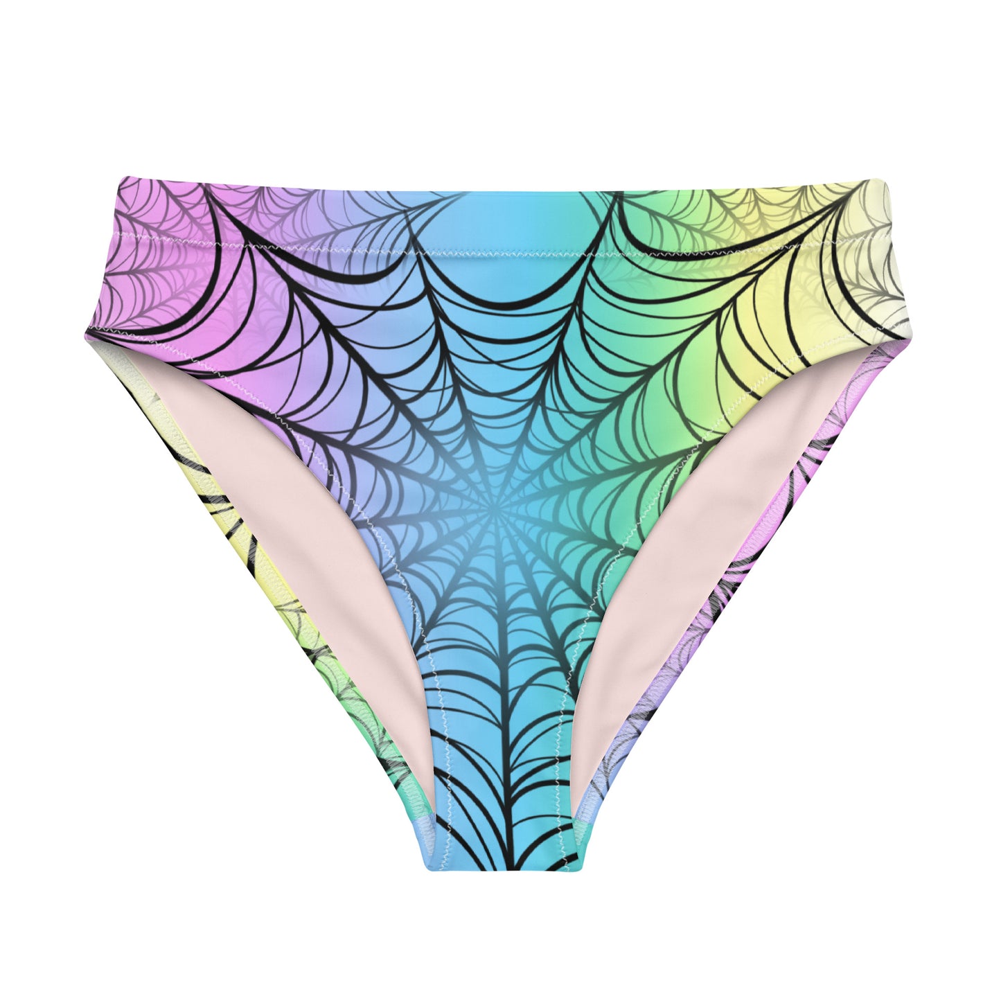 Rainbow Spiderweb high-waisted bikini bottom