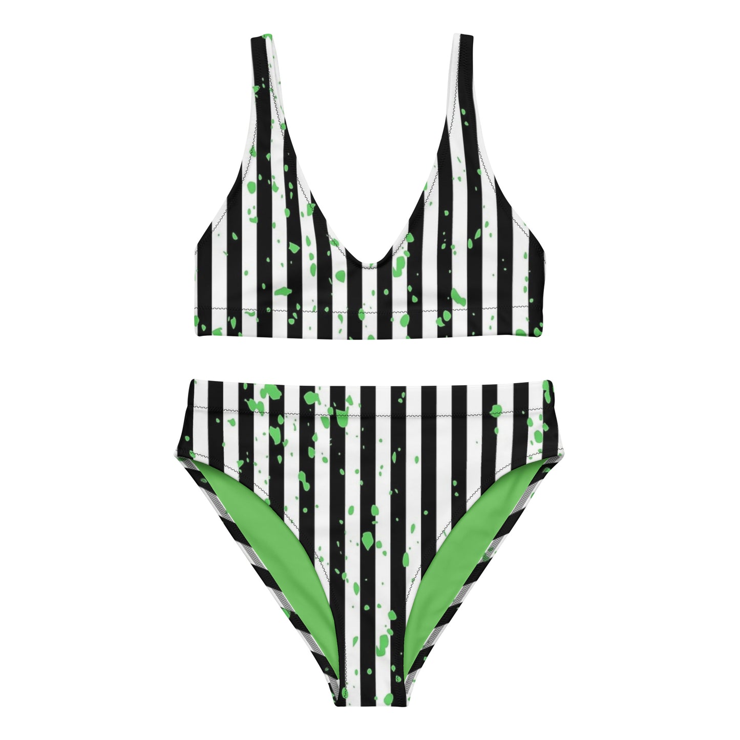 Beetlejuice Inspired high-waisted bikini